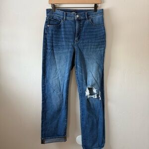 Express Modern Straight High Rise Blue Jeans